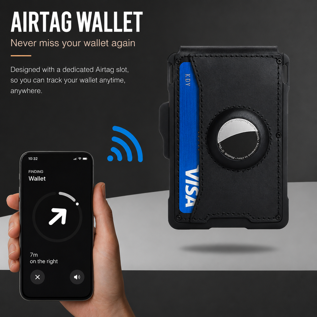 Black Color. Men's minimalist RFID blocking Wallet.