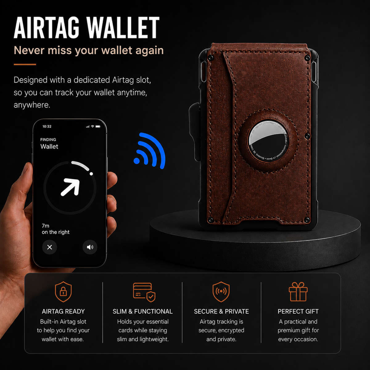 Men's minimalist RFID blocking Wallet. Coffee Brown