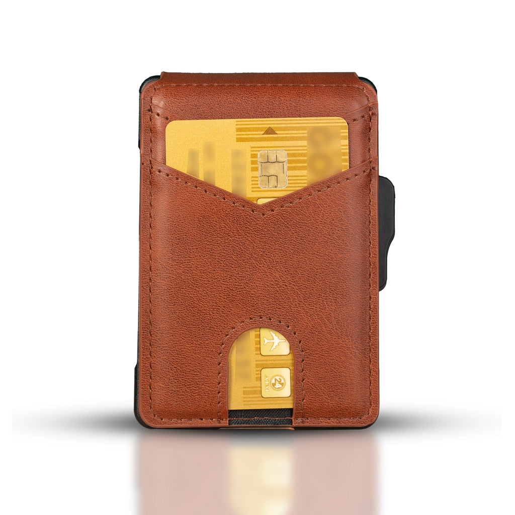 Men's minimalist RFID blocking Wallet. Brown color