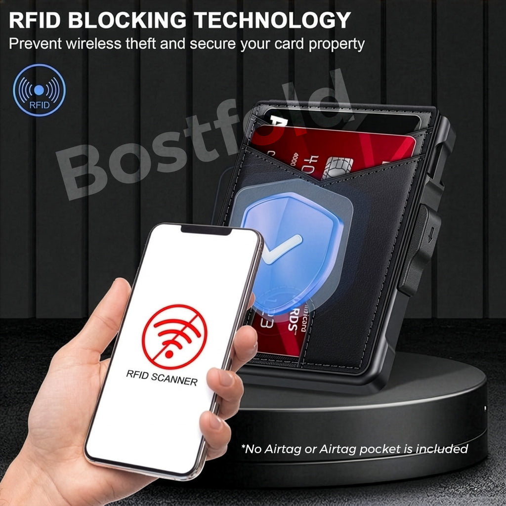 Men's minimalist RFID blocking Wallet. Black color