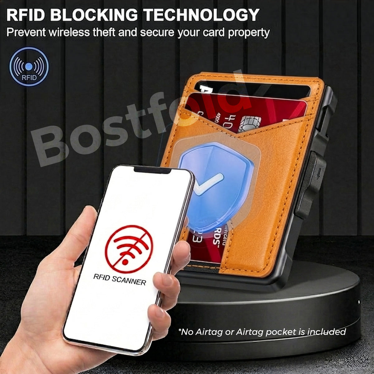 Men's minimalist RFID Blocking Wallet. Mustard color