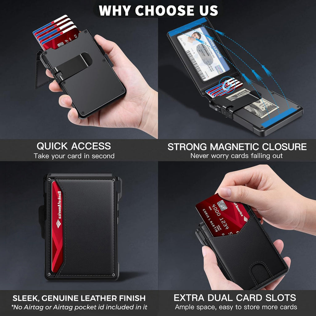 Men's minimalist RFID blocking Wallet. Black color