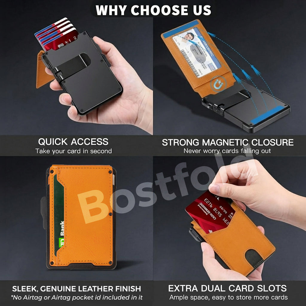 Men's minimalist RFID Blocking Wallet. Mustard color