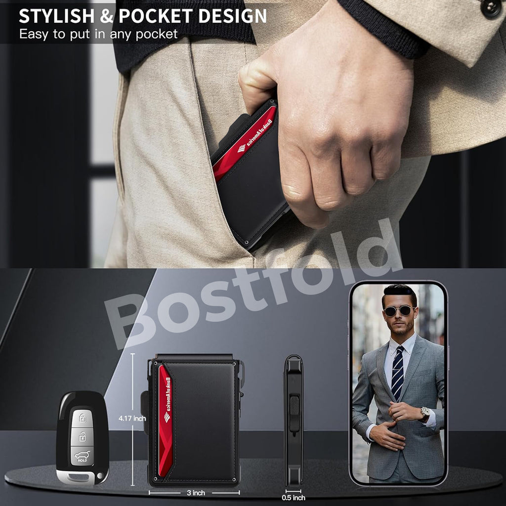 Men's minimalist RFID blocking Wallet. Black color