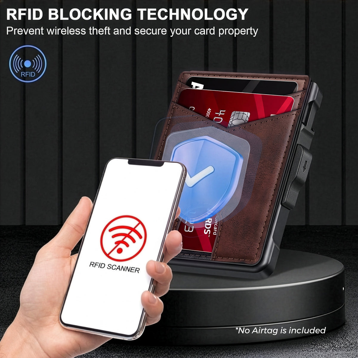 Men's minimalist RFID blocking Wallet. Coffee Brown